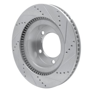 Lexus LX570 Brake Rotor (1) - Front Left - R1 Concepts - Drilled & Slotted - Silver - `07-`22